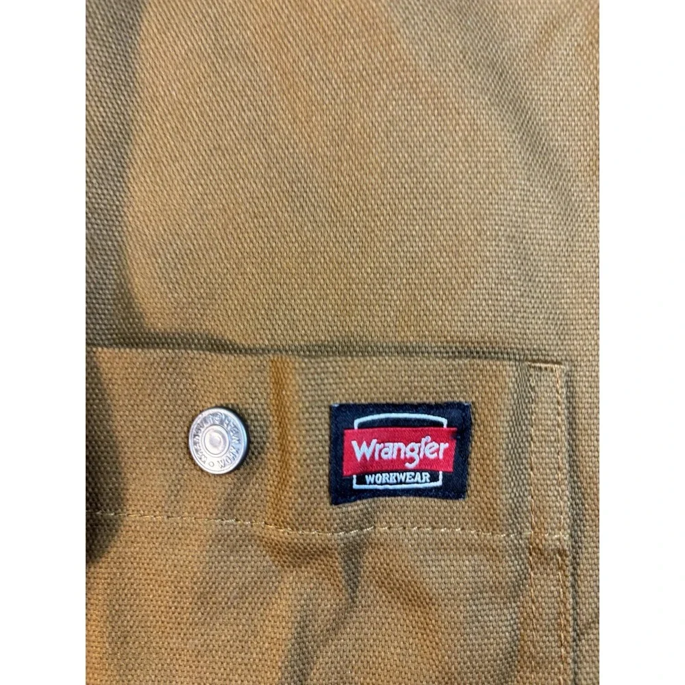 Wrangler Workwear Mens 2XL Shirt Jacket Briwn Unlined Canvas With Hood NWOT